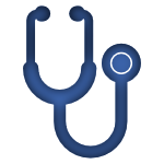 Blue Icon of a Stethoscope linked to the Group Health Insurance Page