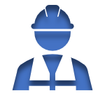 Blue Icon of a Construction Worker linked to the Workers Compensation Insurance Page
