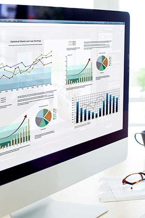 Data on computer screen