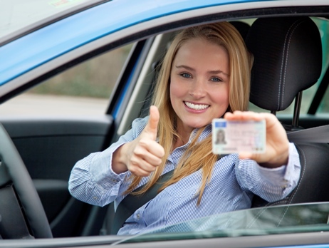 Smiling Girl with License