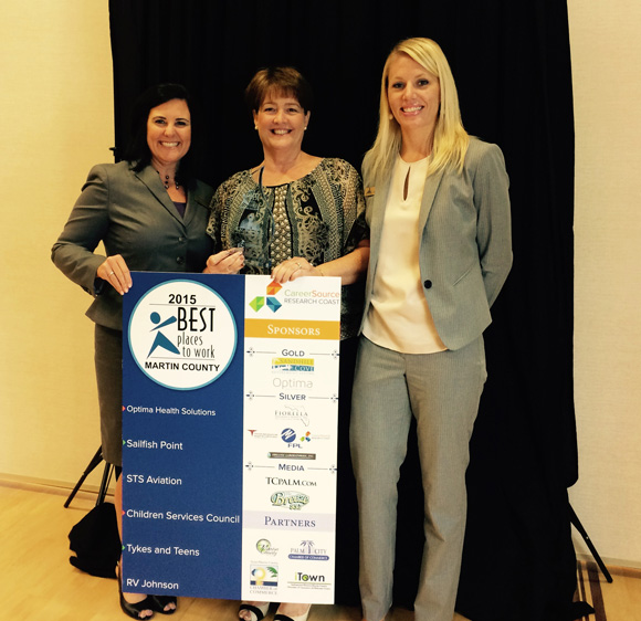 Kelly Johnson receives award for Best Places to Work Martin County
